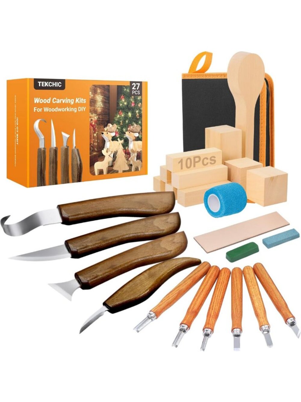 27-Piece Wood Carving & Whittling Tool Set - Complete DIY Craft Kit